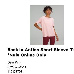 Lululemon Back In Action T-Shirt Dew Pink Size 4 NWT